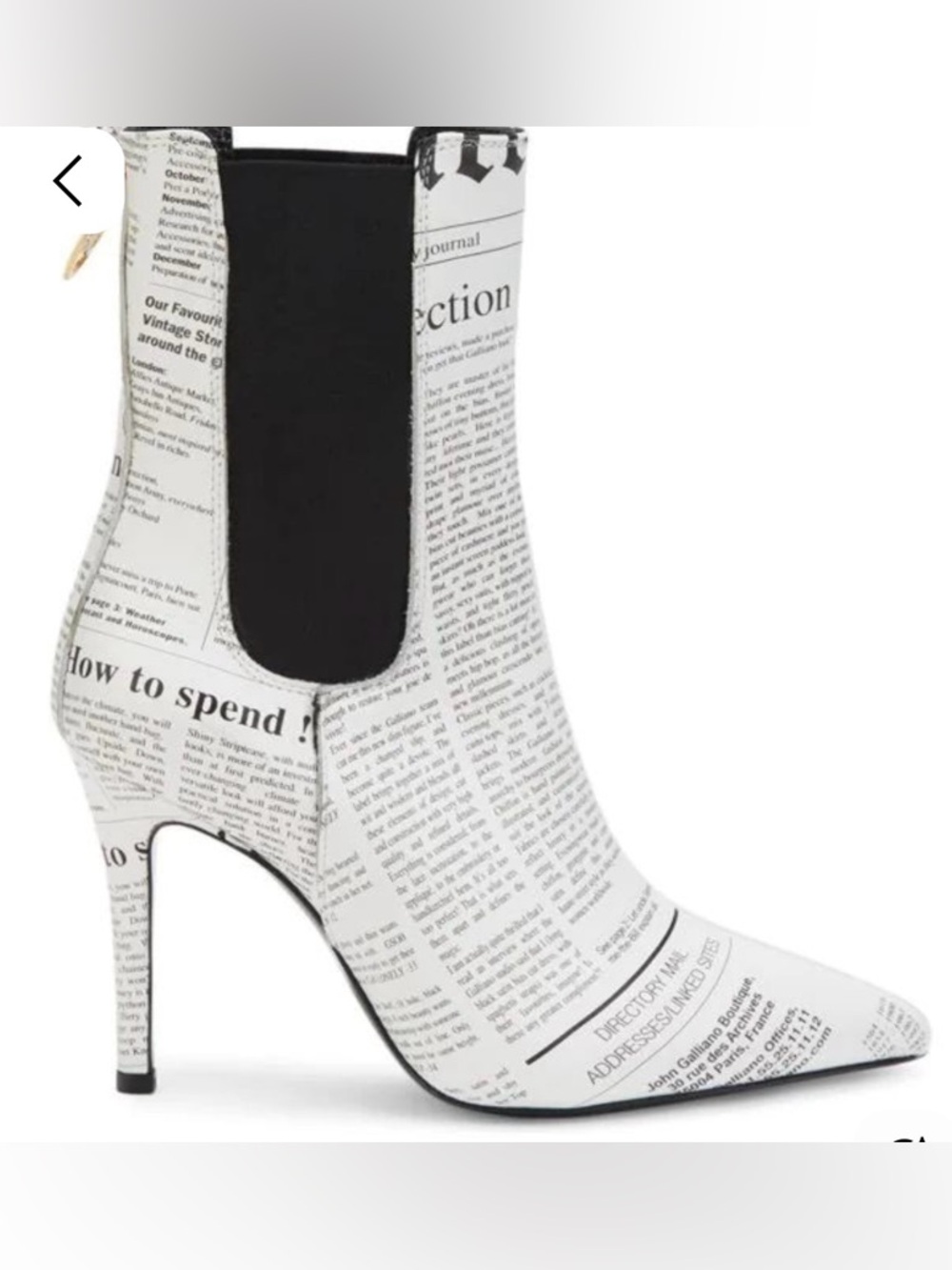 John Galliano Gazette Newspaper-Print Stiletto Ankle Boots Sz 10